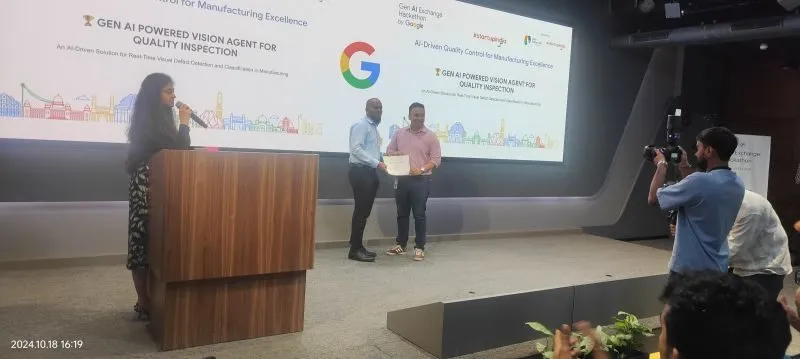 Sieora presenting at the Google for Startups GenAI Exchange Hackathon
