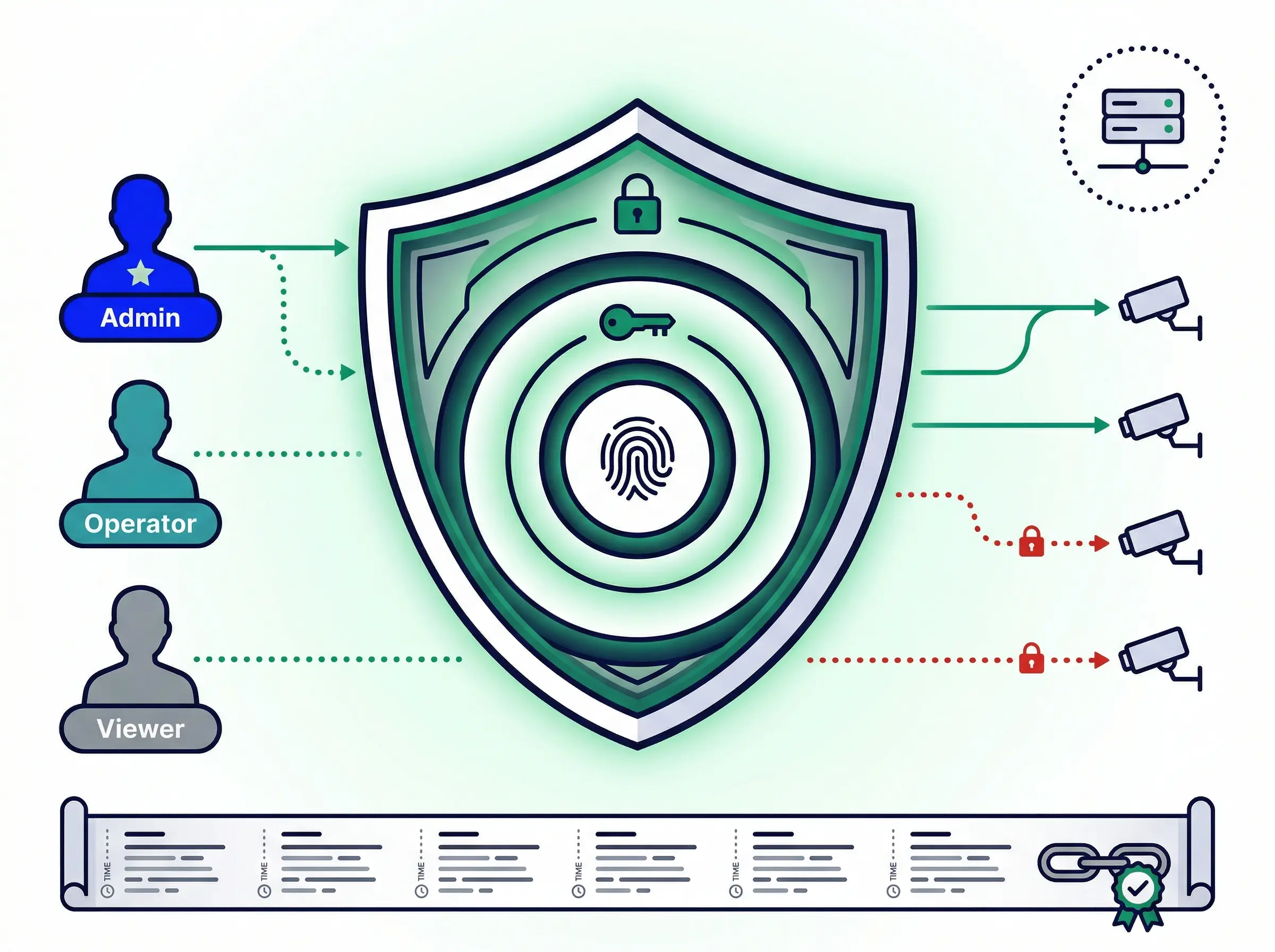 Sieora security architecture and RBAC illustration