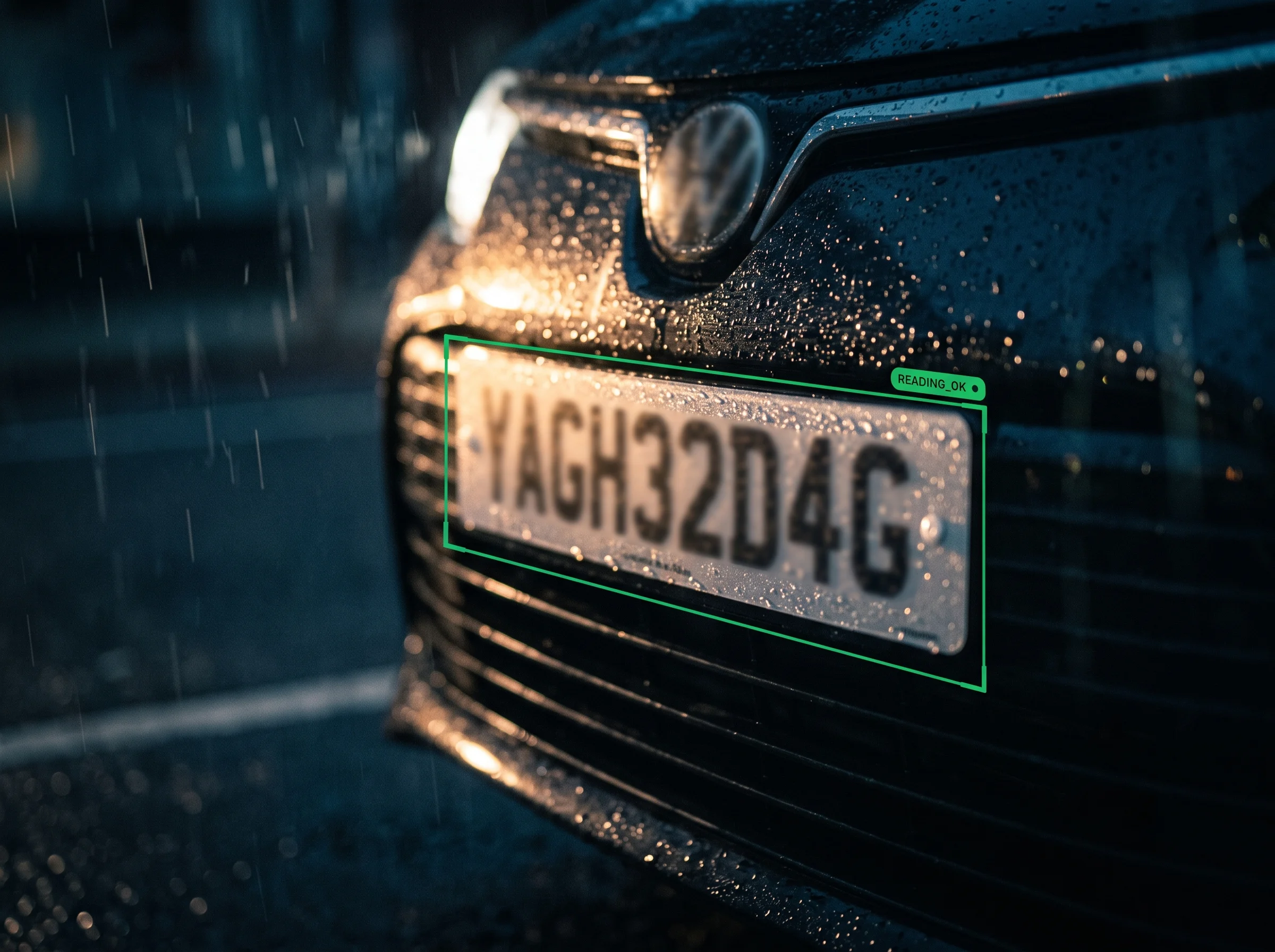 Number plate recognition reading a plate accurately at night in glare
