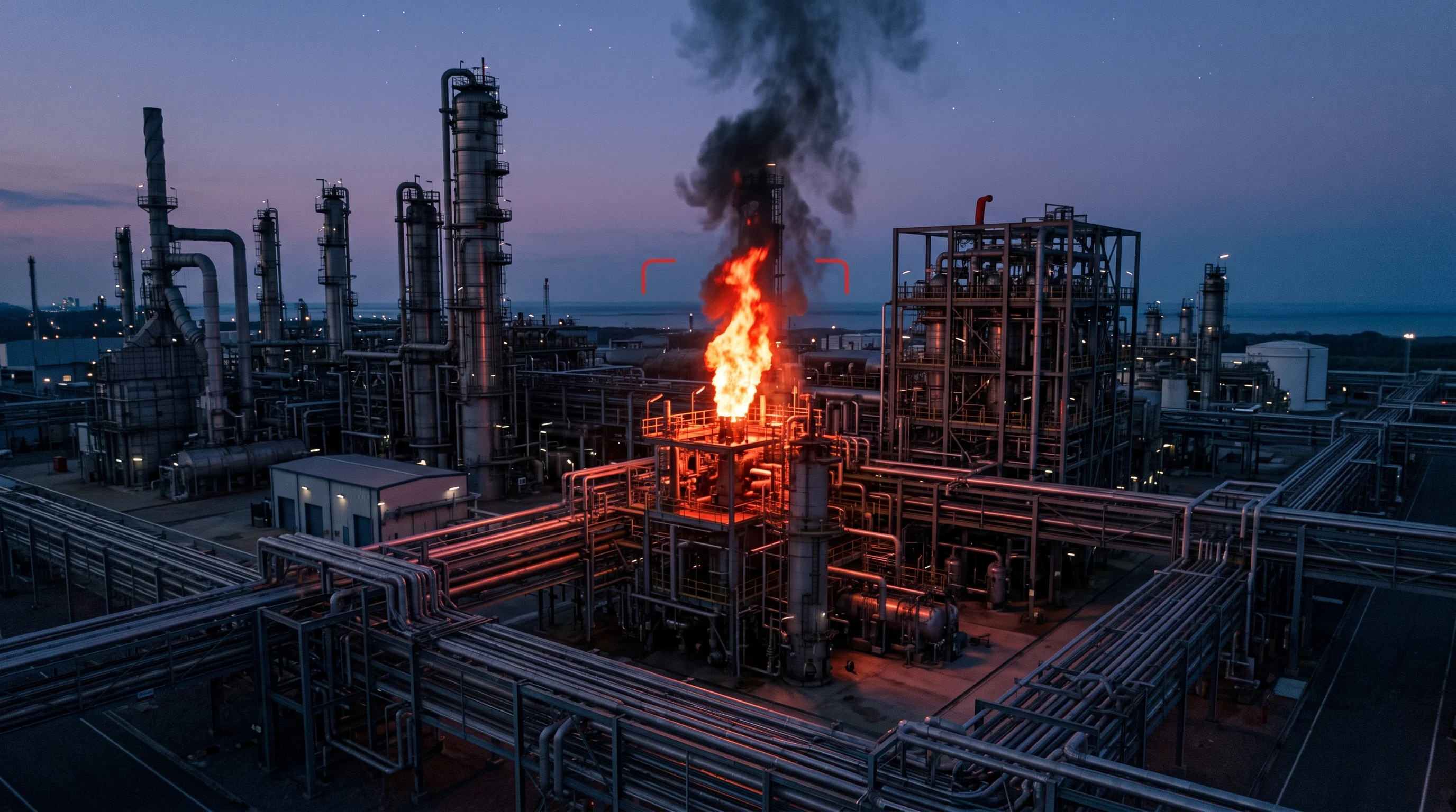 Fire and smoke detection monitoring an oil and gas facility