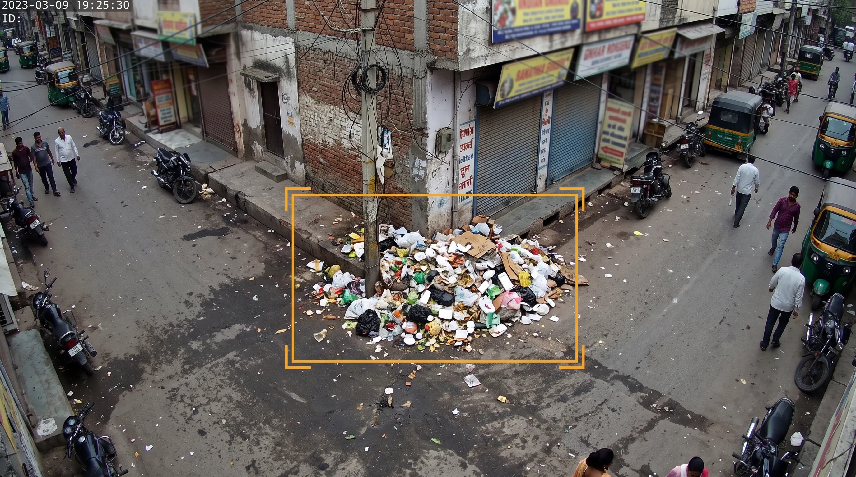 Garbage accumulation detected at a sanitation hotspot