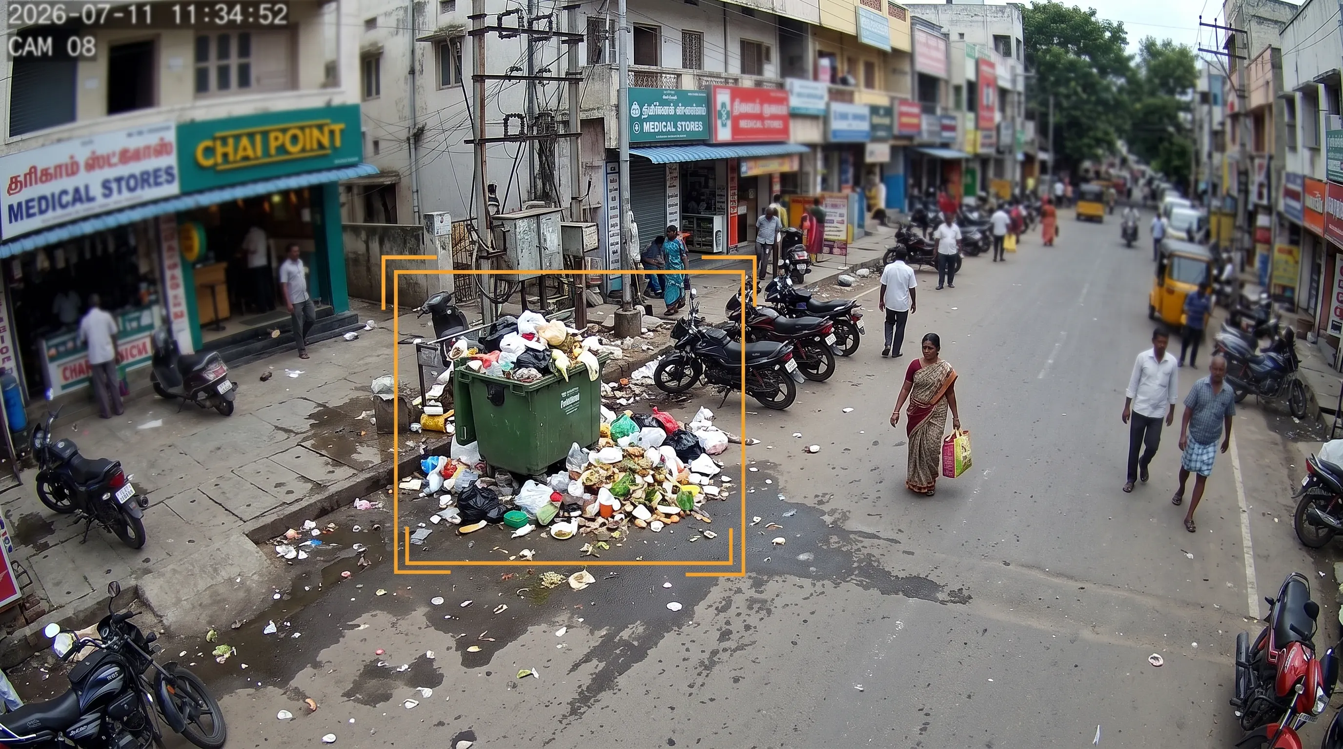 Overflowing public bin detected on CCTV