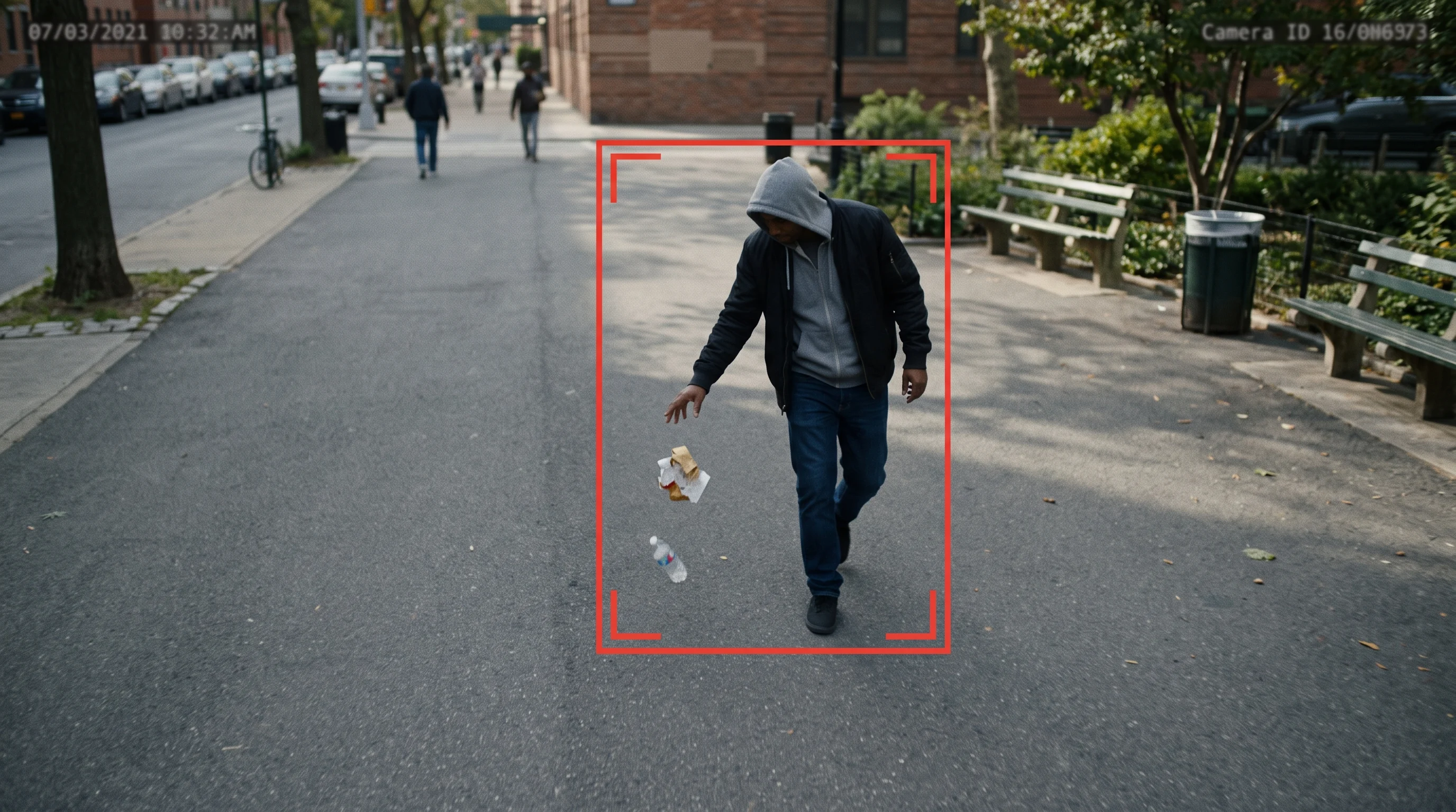 Littering detection on a public street camera
