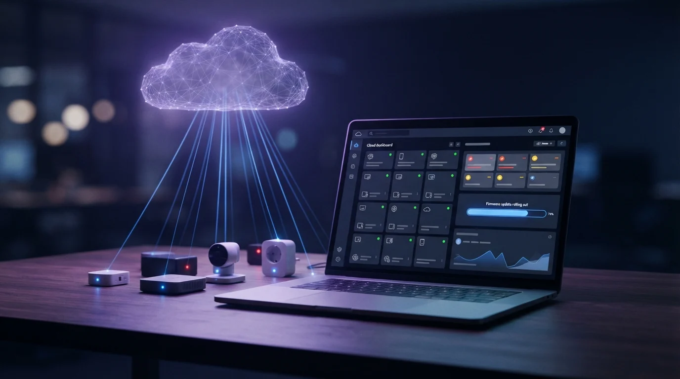 Device-to-cloud dashboard with alerts and OTA updates for IoT devices