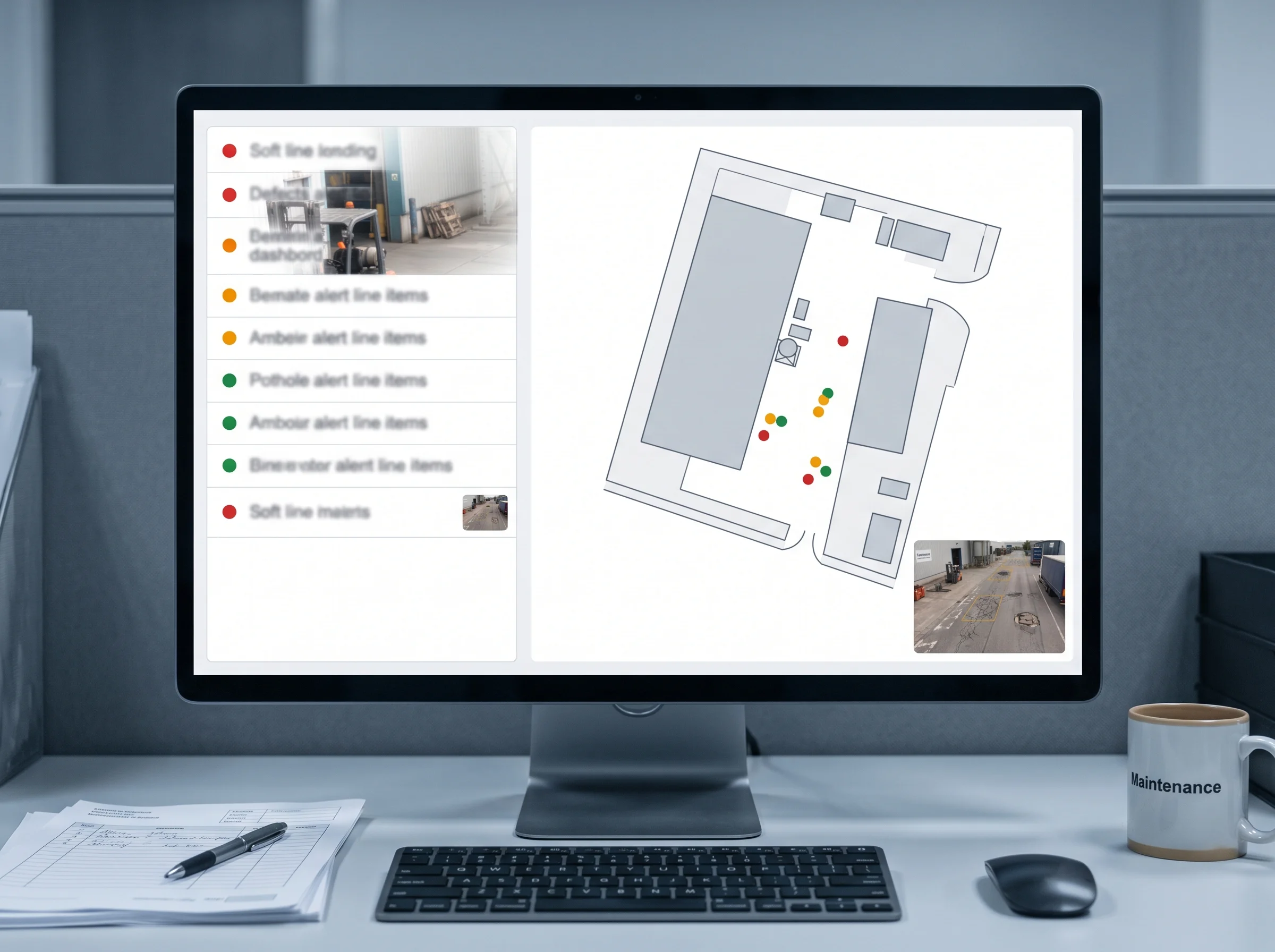 Pothole alerts and prioritised repair list on a maintenance dashboard