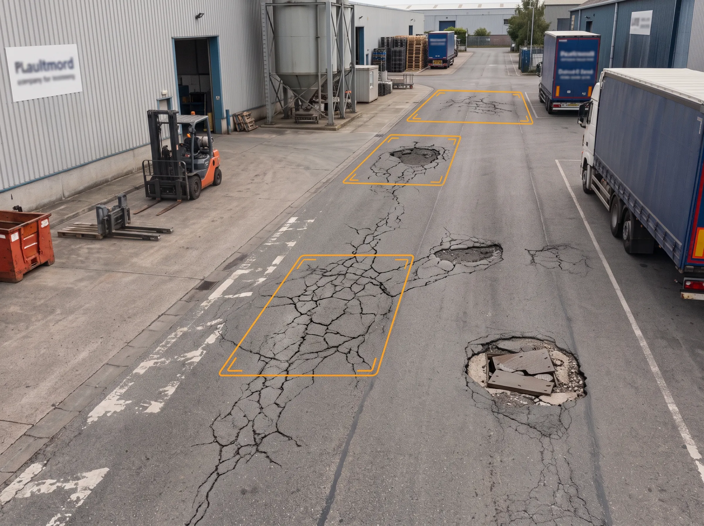 Road crack detection and pavement distress survey on a city road