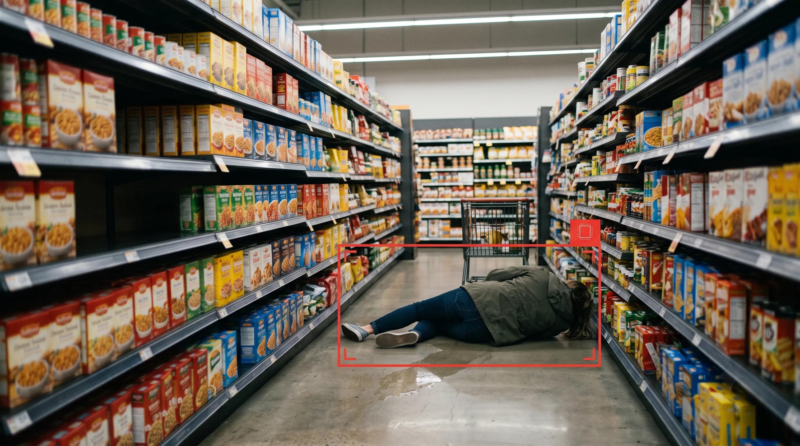 Retail video analytics detecting a slip and fall for liability mitigation