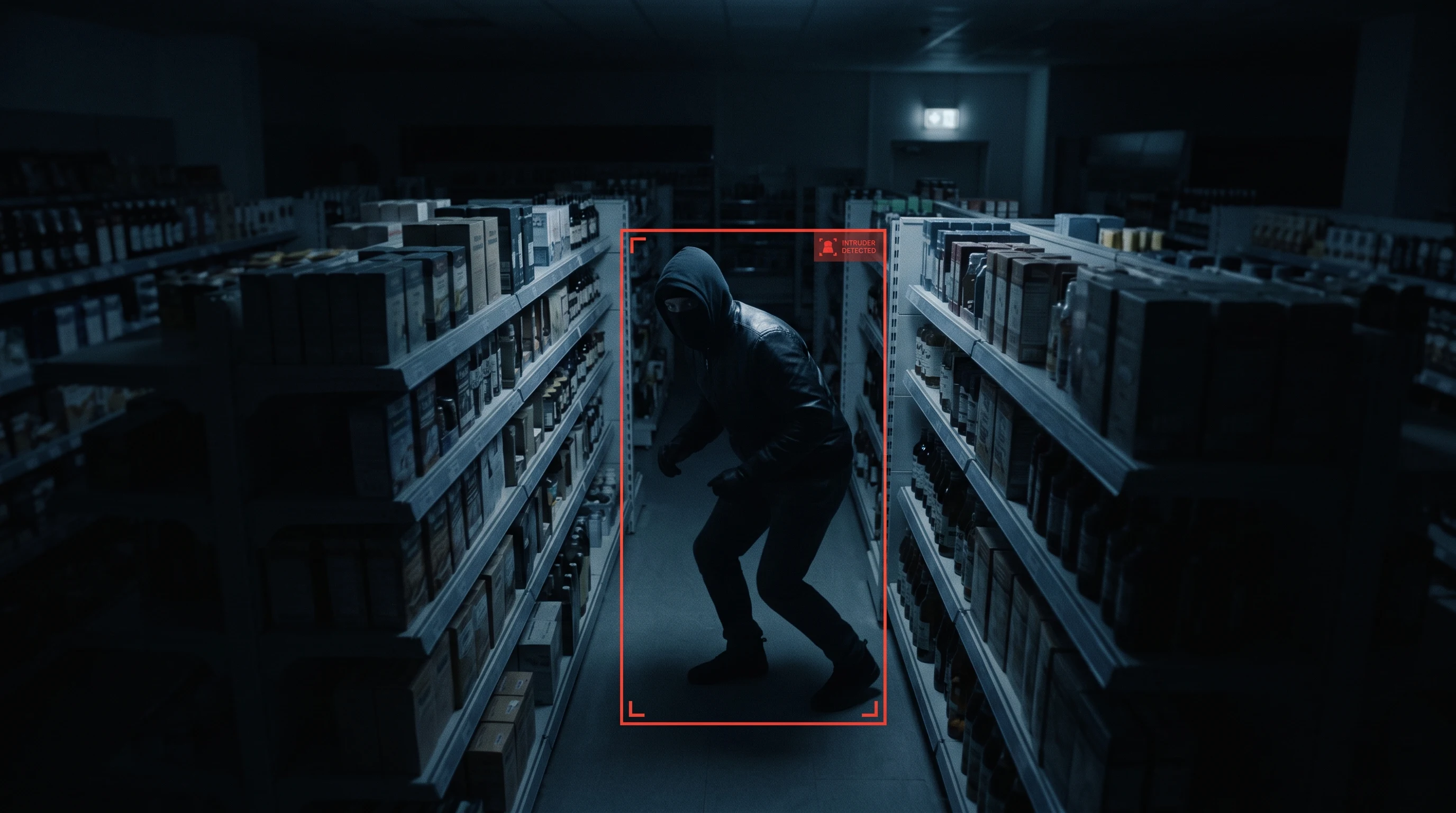 Retail video analytics detecting after-hours intrusion in a closed store