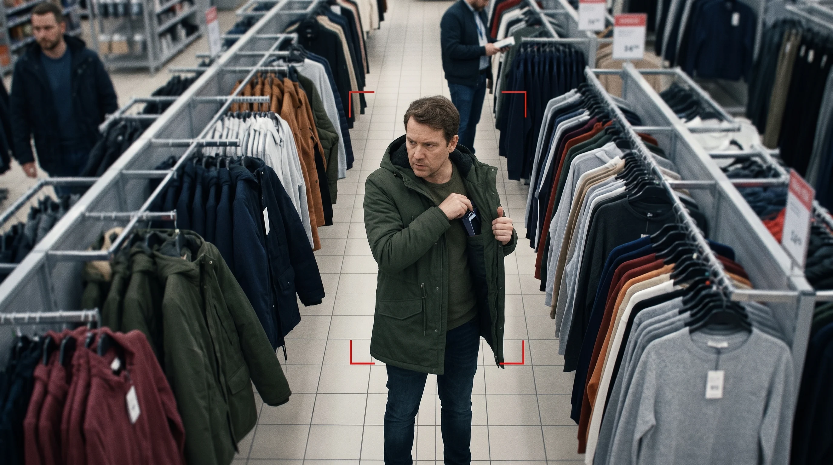AI theft detection flagging product concealment in a store aisle