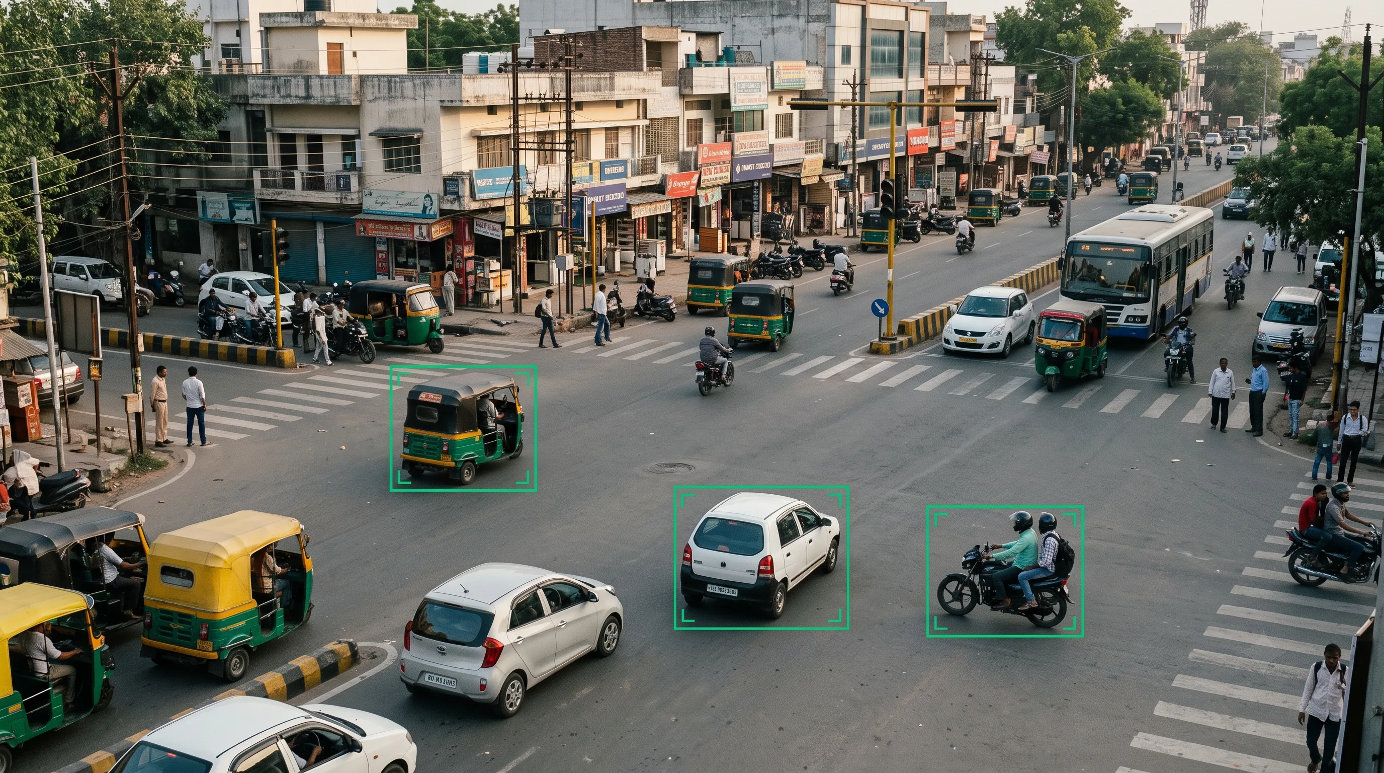 Smart city analytics monitoring a busy traffic junction