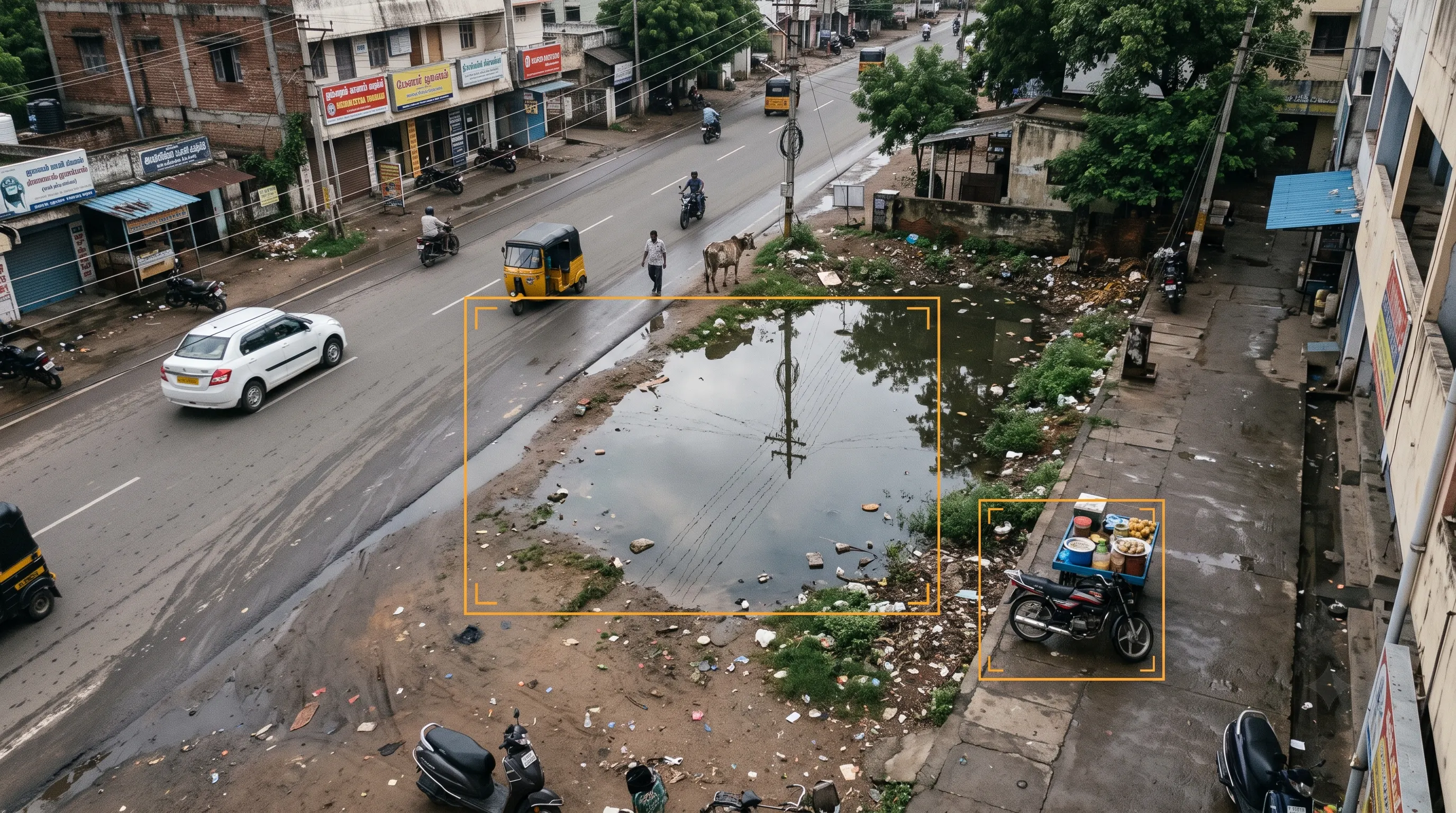 Custom smart city analytics models built for scenarios like waterlogging and encroachment