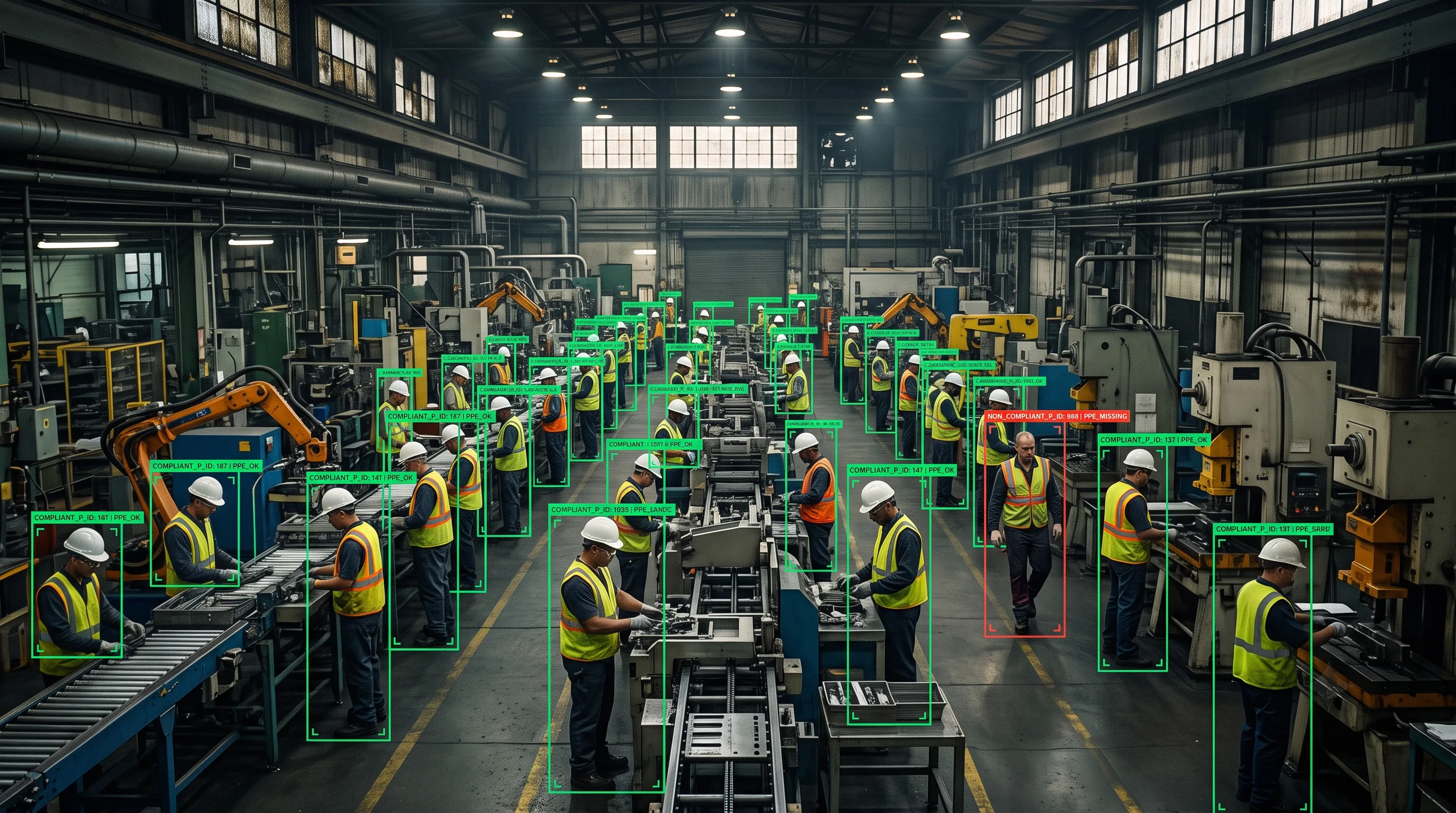 Video analytics improving safety compliance across a manufacturing plant