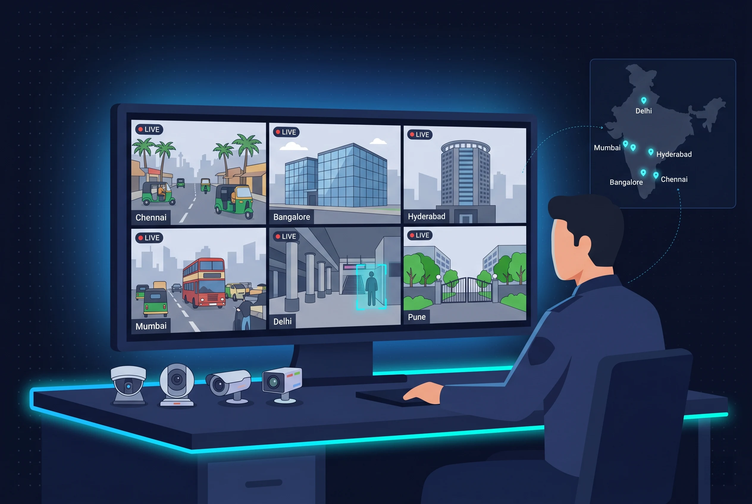 Sieora video management software dashboard unifying multiple camera brands across sites