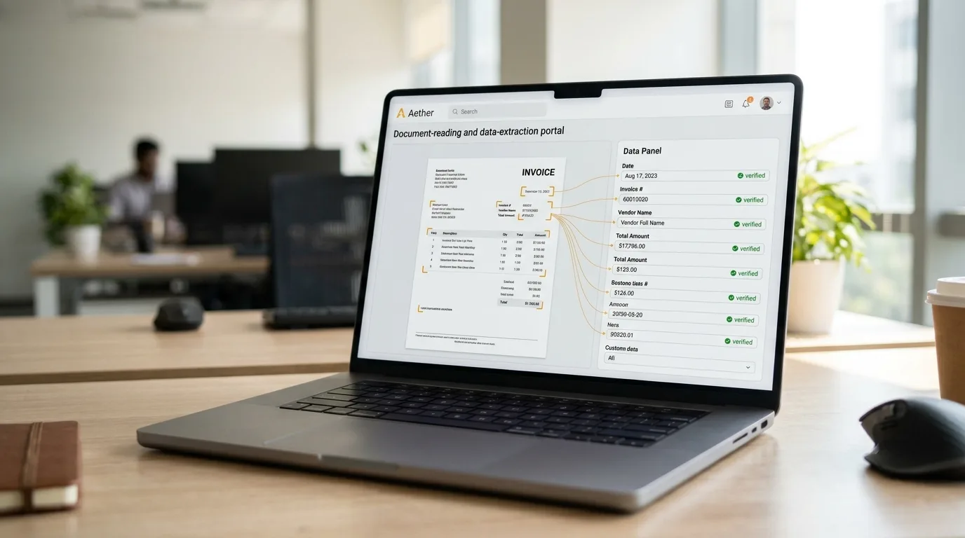 Document-reading portal web app using OCR to extract data