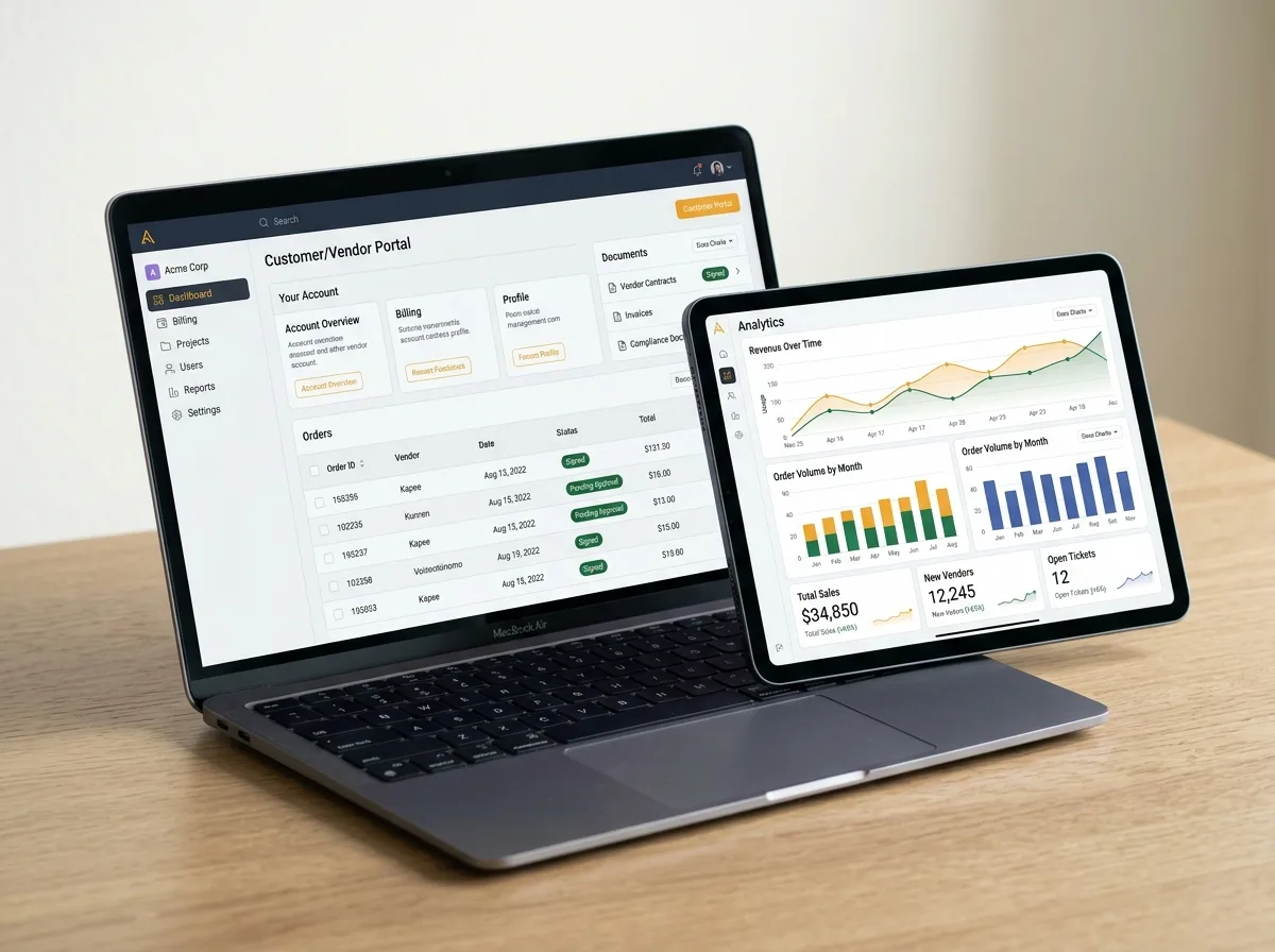 Web portal and dashboard development with real-time data views