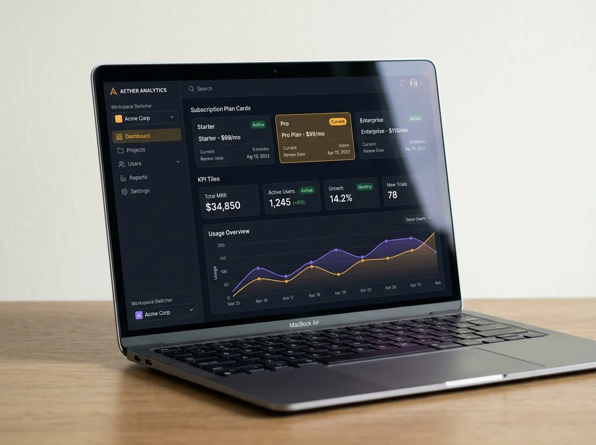 SaaS application development with multi-tenant dashboard and subscriptions