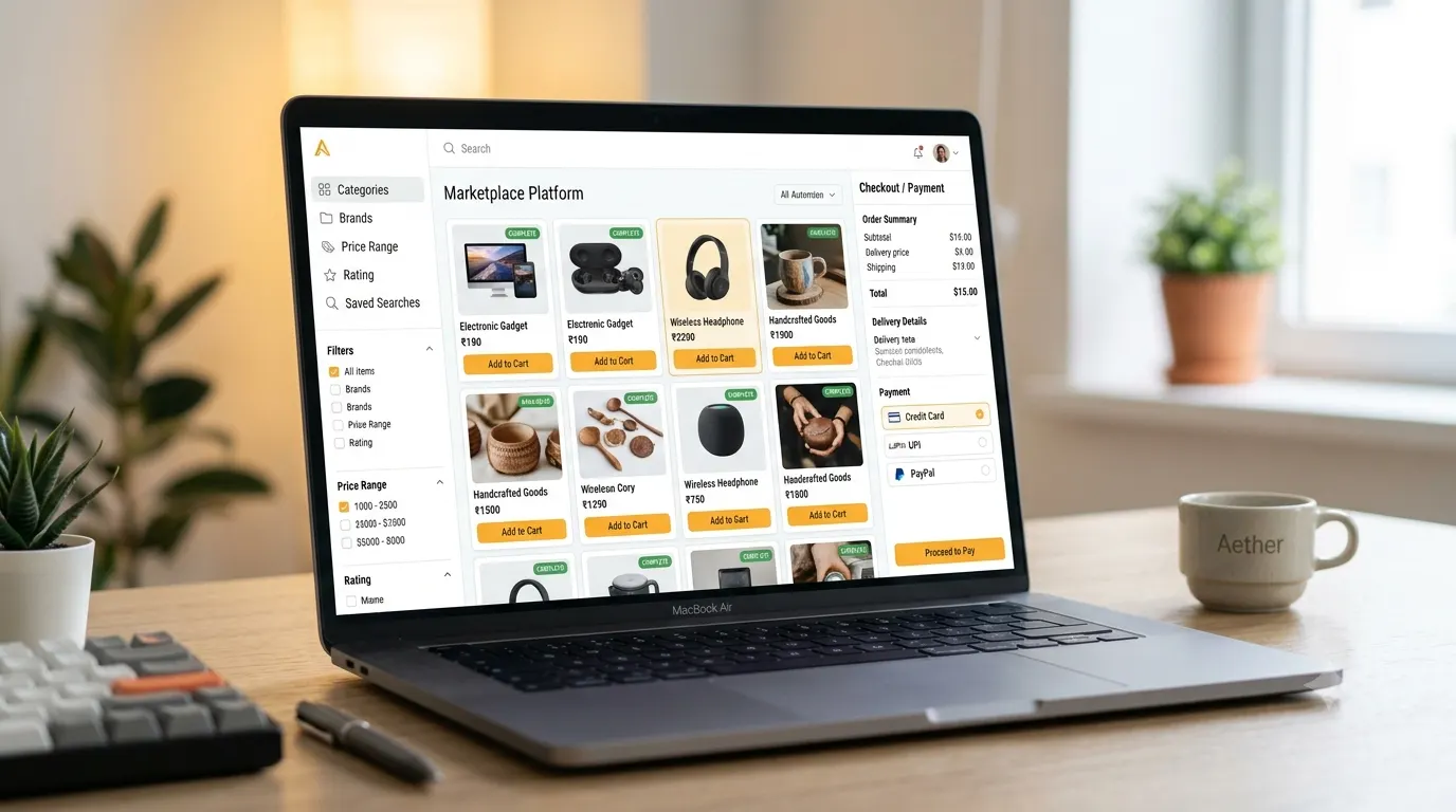 Marketplace and multi-sided platform web application