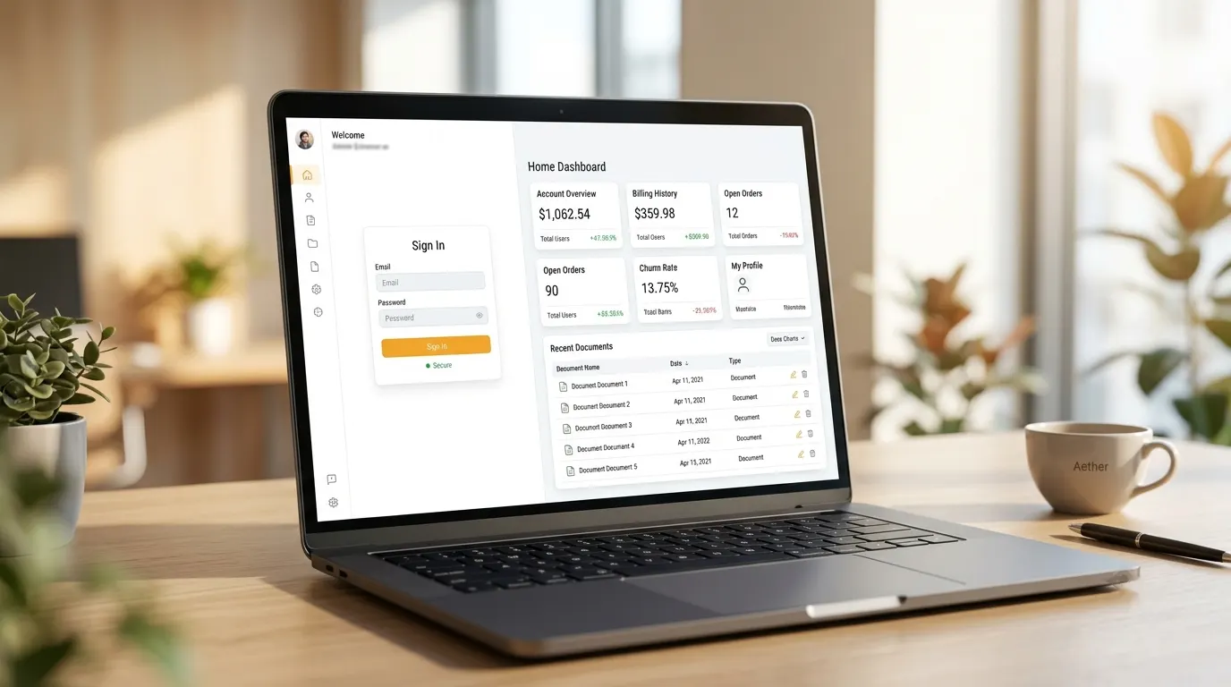 Customer and vendor portal web application with secure login
